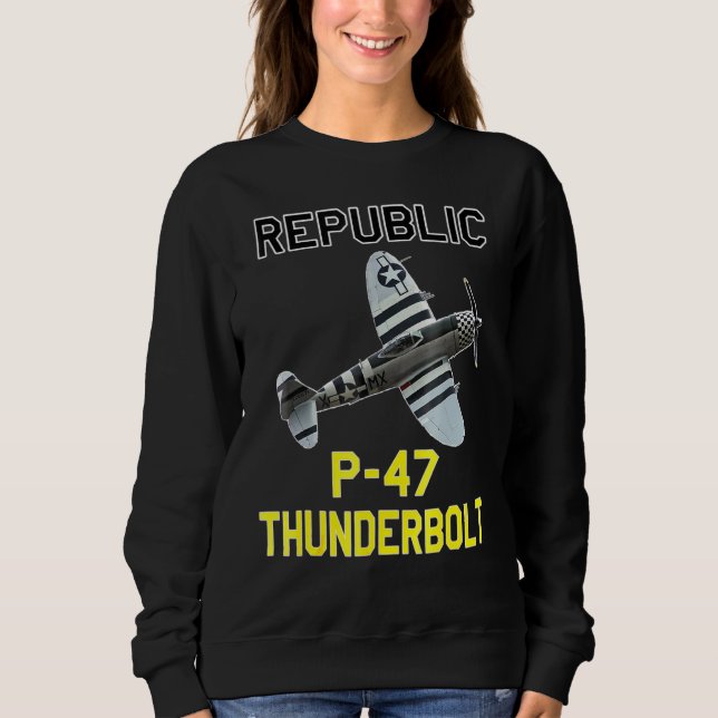 P 47 Thunderbolt the Jug Ww2 Airplane History T Shirt (Framsida)
