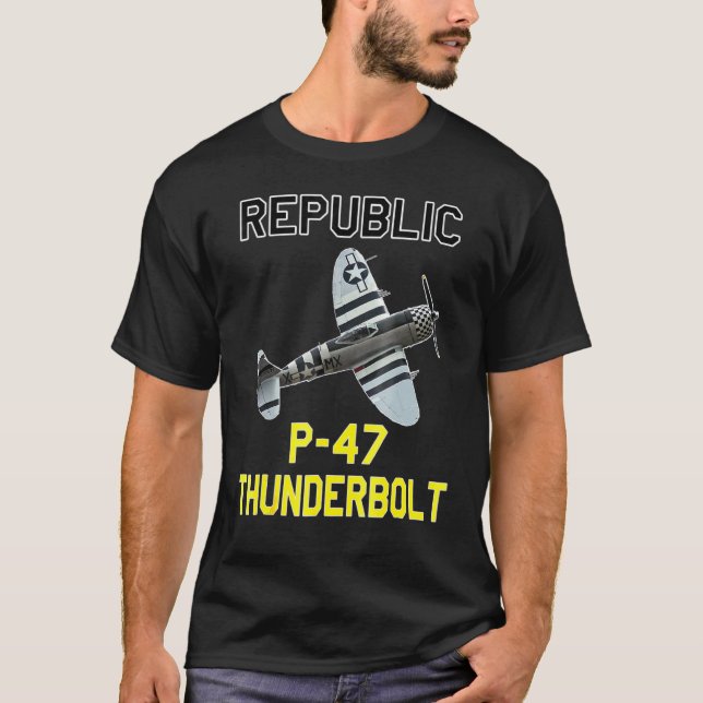 P 47 Thunderbolt the Jug Ww2 Airplane History T Shirt (Framsida)