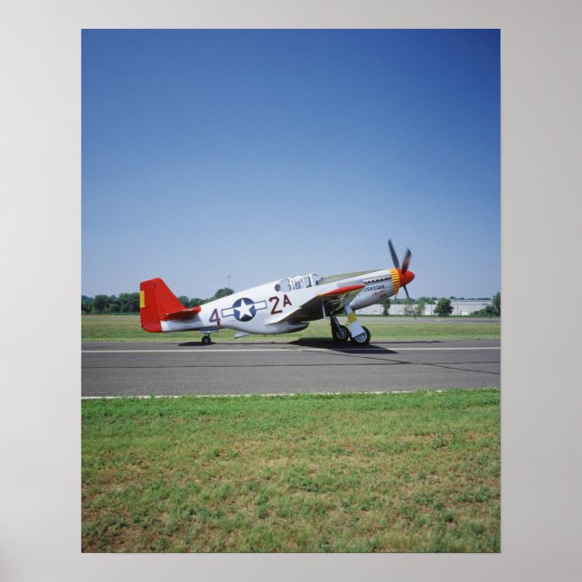 P-51 C Tuskegee Red Tail-flygplan på CAF Air Poster (Framsidan)