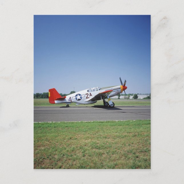 P-51 C Tuskegee Red Tail-flygplan på CAF Air Vykort (Framsida)