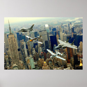 P-51 en Mustang, falk för stridighet F-16, örn Poster