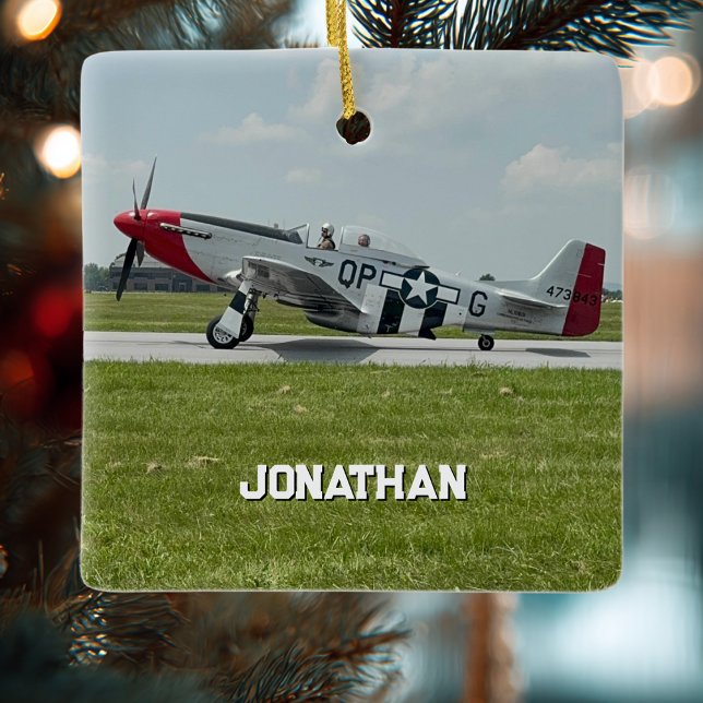 P-51 Mustang Airplane Photo Pilot Personalized  Julgransprydnad Keramik (Skapare uppladdad)
