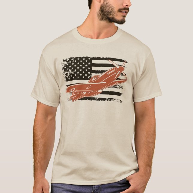 P-51 Mustang American Fighter Plane T Shirt (Framsida)