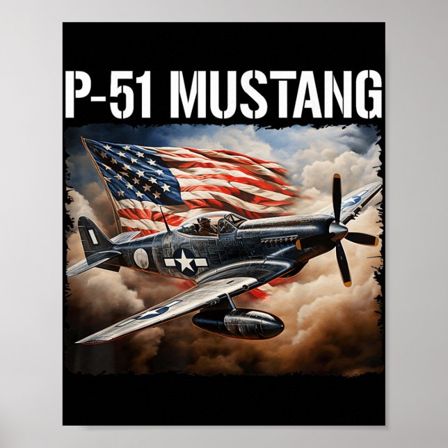 P-51 Mustang American Ww2 Fighter Airlines P-51 Mu Poster (Framsidan)