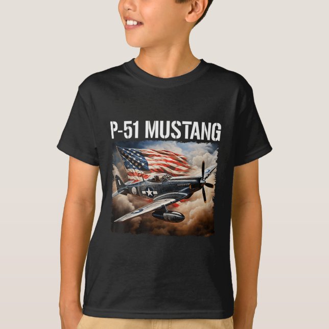 P-51 Mustang American Ww2 Fighter Airlines P-51 Mu T Shirt (Framsida)