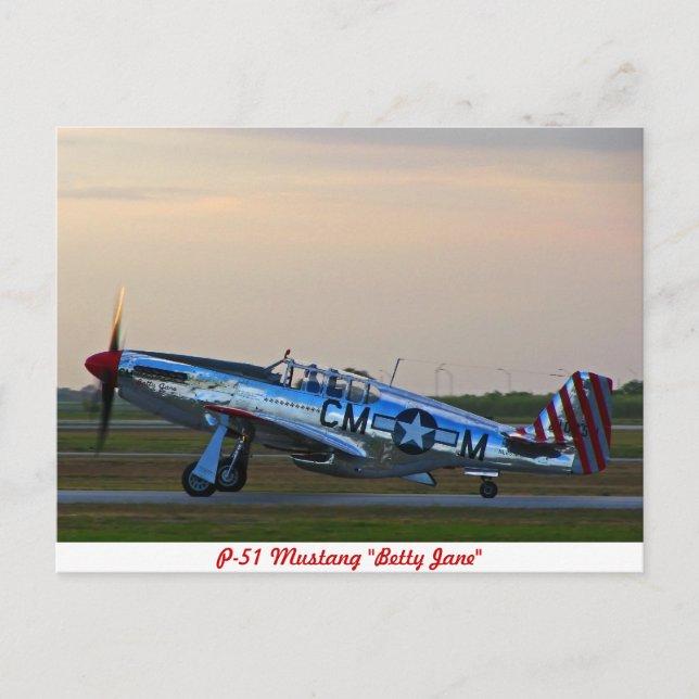 P-51 Mustang Betty Jane Postcard Vykort (Framsida)