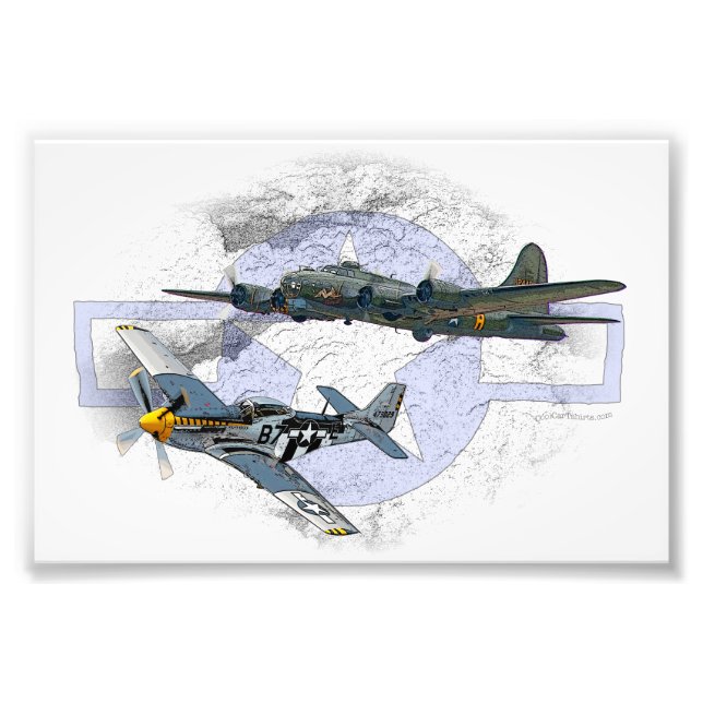 P-51 Mustang flygeskort Fototryck (Framsidan)