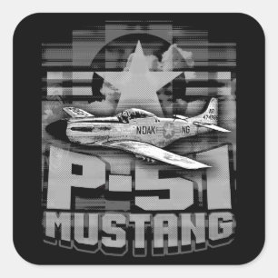 P-51 Mustang Fyrkantigt Klistermärke