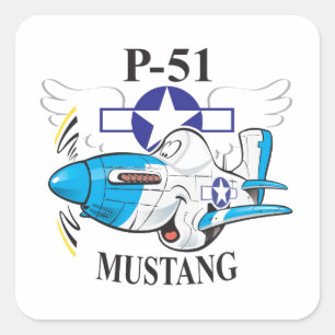 p-51 mustang fyrkantigt klistermärke