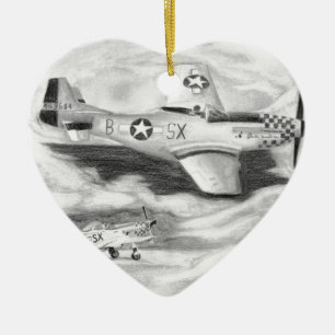 (P-51) Mustang Julgransprydnad Keramik