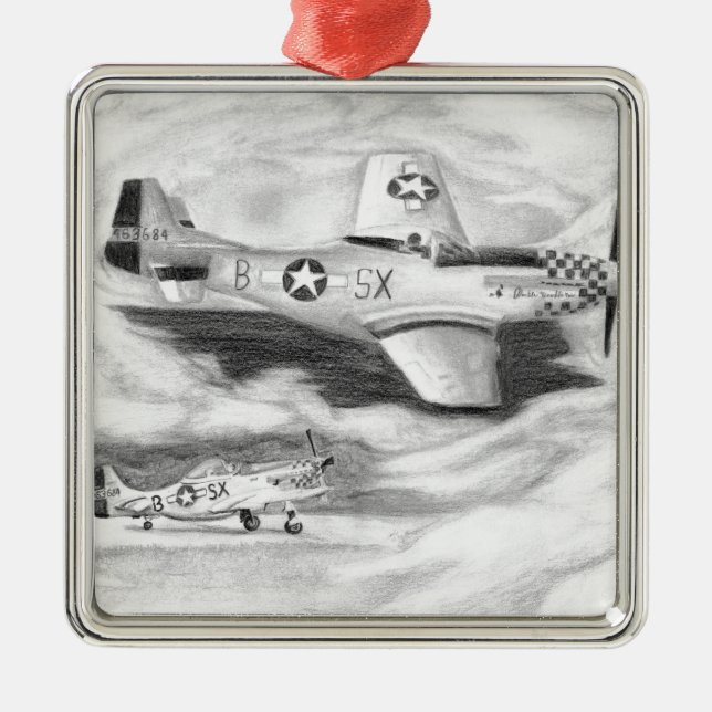 (P-51) Mustang Julgransprydnad Metall (Framsidan)