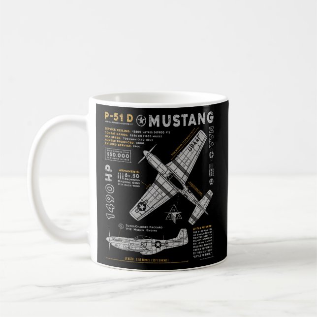 P-51 Mustang North American Aviation Fighter Flygp Kaffemugg (Vänster)