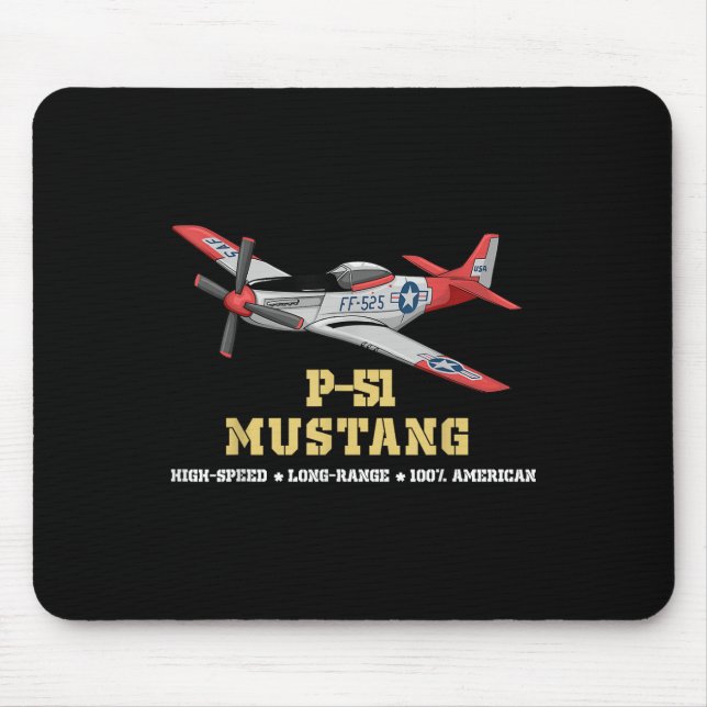 P-51 Mustang Världskrig II Fighter Bomber Musmatta (Framsidan)