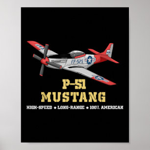 P-51 Mustang Världskrig II Fighter Bomber Poster