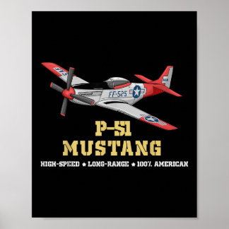 P-51 Mustang Världskrig II Fighter Bomber Poster