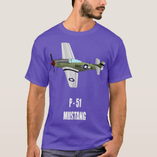 P-51 MUSTANG VÄRLDSKRIG II MILITÄRA FLYGPLAN SHIRT T