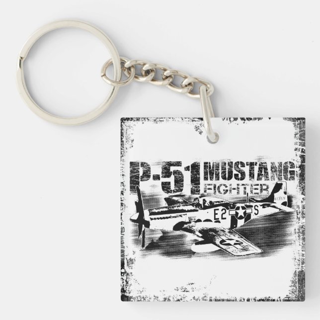 P-51-nyckelkedja för Mustang Square (dubbla-sidig) (Framsidan)