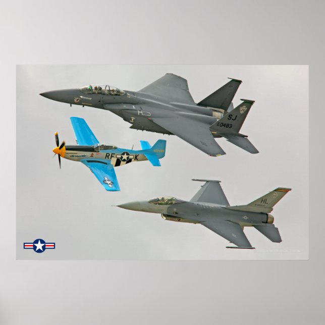 P-51D, F-16C och F-15E Poster (Framsidan)