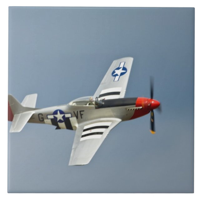 P-51D Mustang-fighterplan med D-dagsmarkeringar fl Kakelplatta (Framsidan)