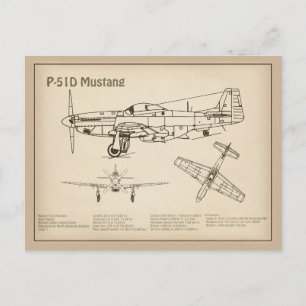 P-51D Mustang - Flygplan SD Vykort