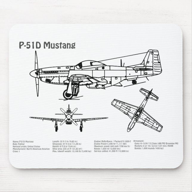 P-51D Mustang - Flygplanets BD Musmatta (Framsidan)