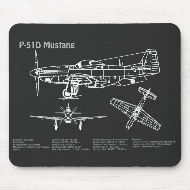 P-51D Mustang - Flygplanets utkast PD Musmatta (Framsidan)