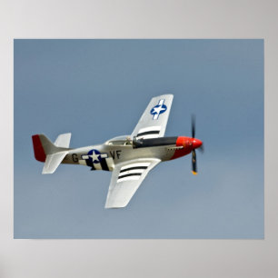 P-51D Mustang jaktplan med D-dagsmarkeringar flyga Poster