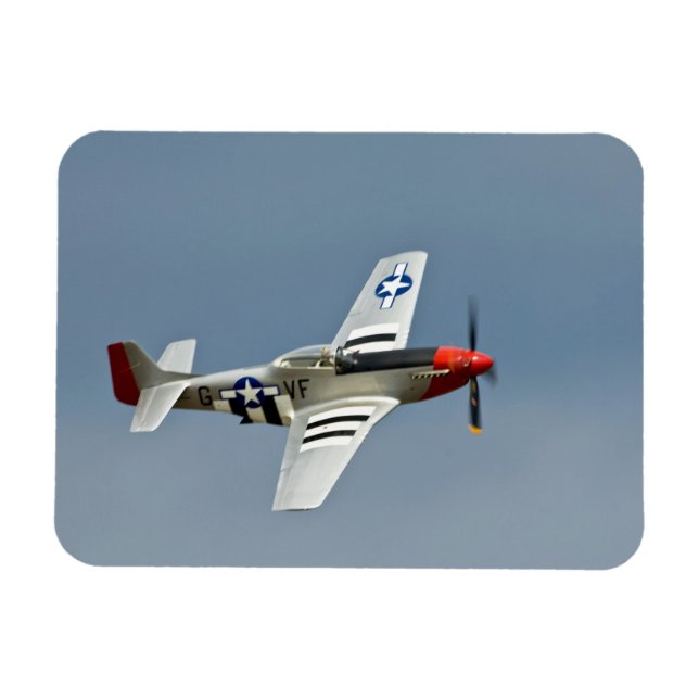 P-51D Mustang jaktplan med D-Day-märkningar flygan Magnet (Horisontell)