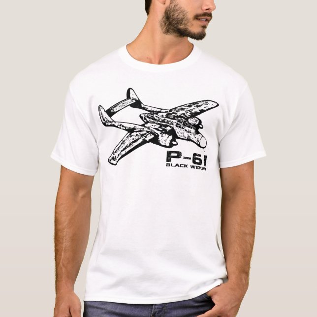 P-61 Black Widow Tee Shirt (Framsida)