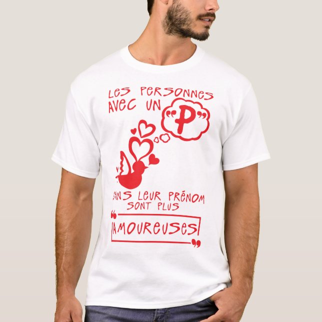 p amoureuse prenom citation lettre personne t shirt (Framsida)
