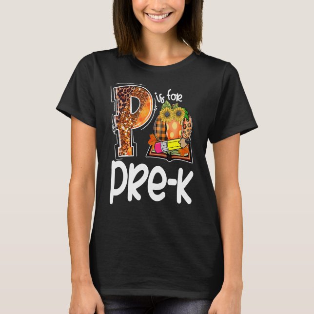 P är ett dåligt tack för prek Leopard Pumpkin Lära T Shirt (Framsida)