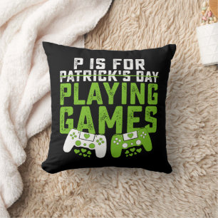 P Är För Att Spela Spel Spelare Spelande St Patric Kudde