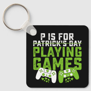 P Är För Att Spela Spel Spelare Spelande St Patric Nyckelring