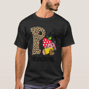 P är för huvudleopard-Polka som tas ut första dage T Shirt