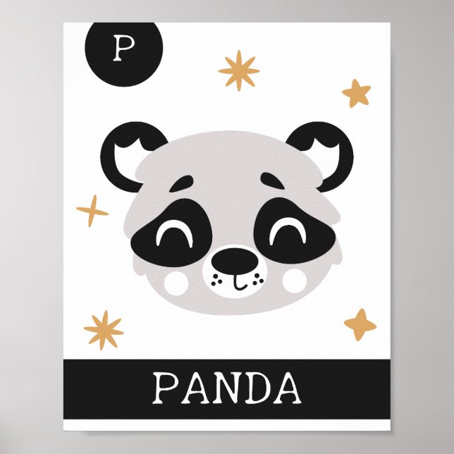 P är för Panda, Barnkammare, Sängkammare, Barnvägg Poster (Framsidan)
