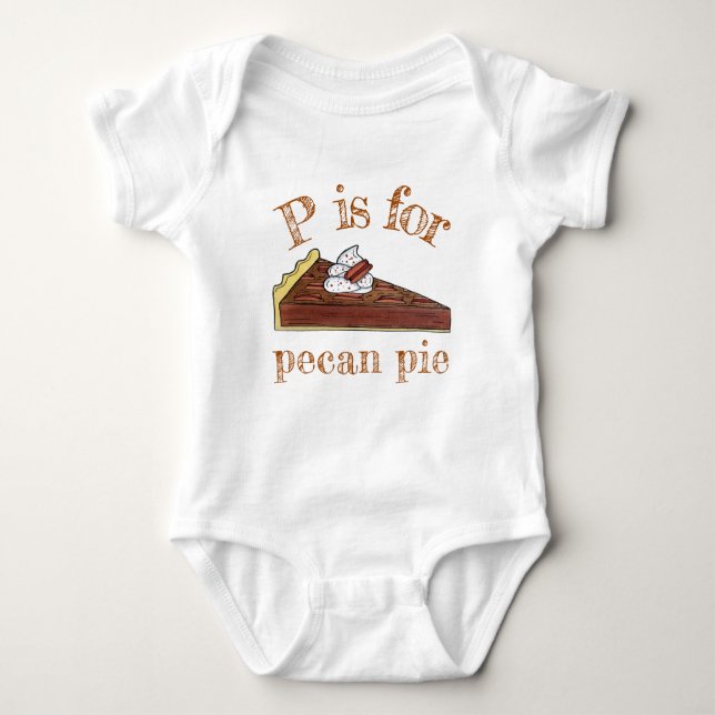 P är för Pecan Paj Southern Food Slice Dessert T Shirt (Framsida)