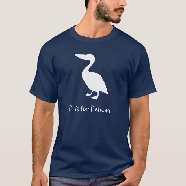 P är för Pelican Vit Silhuett T Shirt (Framsida)