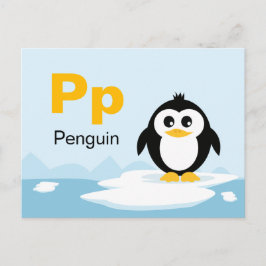 P är för Penguin - Alphabet Flash-kort Vykort