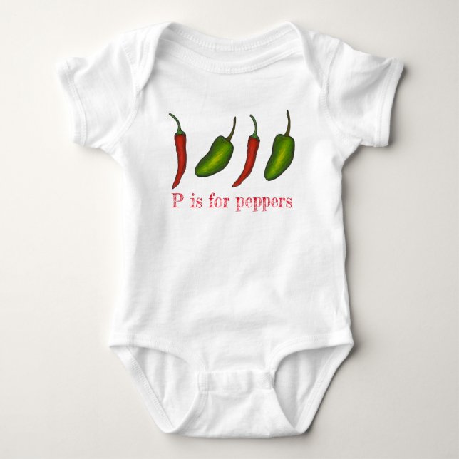 P är för Peppers Chili Jalapeño Veggie Brev P Tee Shirt (Framsida)