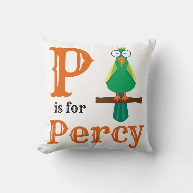 P är för Percy baby pojke  Kudde (Framsida)