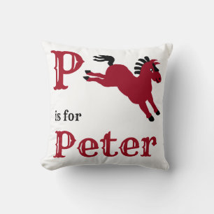 P är för Peter baby pojke Kastkudde Kudde