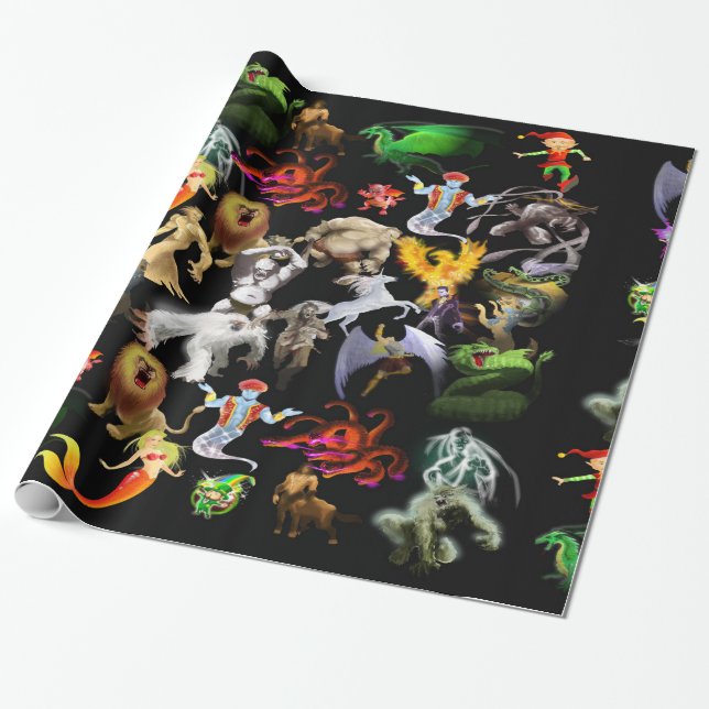 P är för Phoenix Wrapping Papper(Black) Presentpapper (Utrullad)