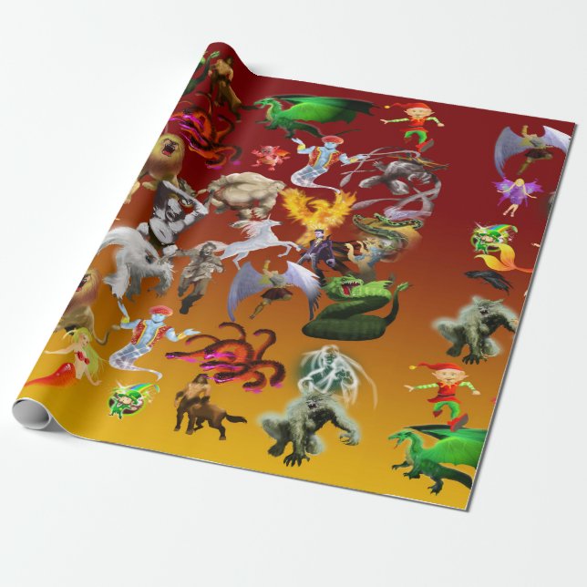 P är för Phoenix Wrapping papper(Guld) Presentpapper (Utrullad)