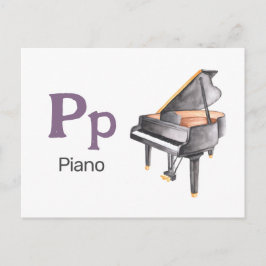 P är för Piano - Alphabet Flash-kort Vykort