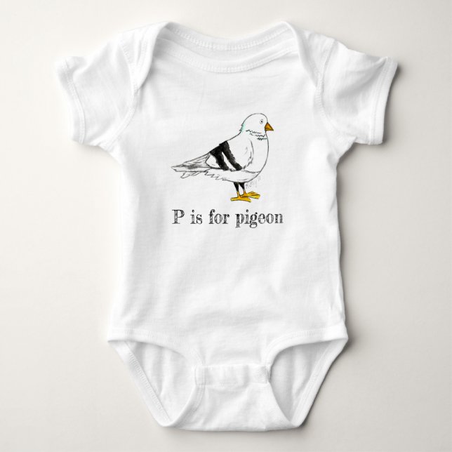 P är för Pigeon New York City Bird Fiskmås ABCs T-shirt (Framsida)