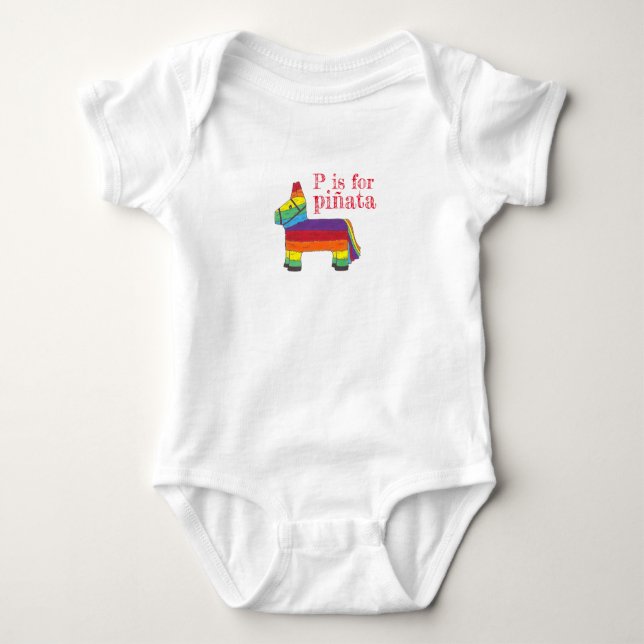 P är för Piñata Rainbow Donkey Fiesta PInata T Shirt (Framsida)