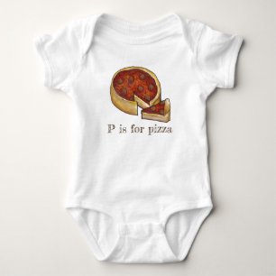 P är för Pizza Alphabet Pepperoni Deep Dish Paj Tee Shirt