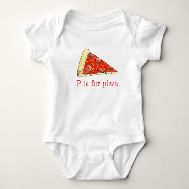P är för Pizza Pepperoni Cheese Slice Foodie ABCs T Shirt (Framsida)