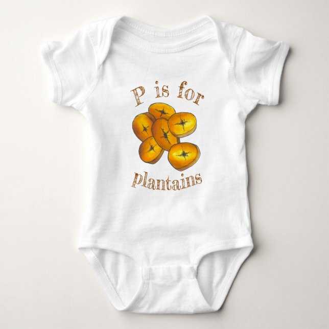 P är för PLANTAINS Jamaican Food Alphabet ABC T Shirt (Framsida)