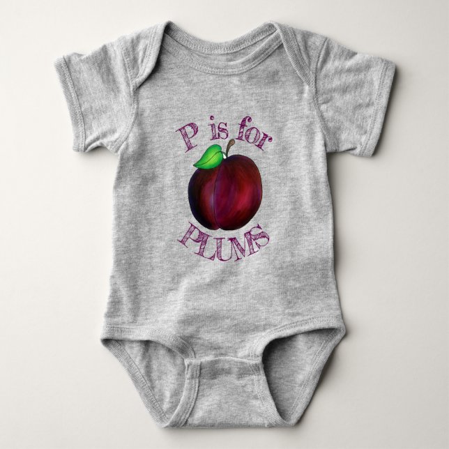 P är för plommon Ripe Summer Lila Plum Fruit T Shirt (Framsida)
